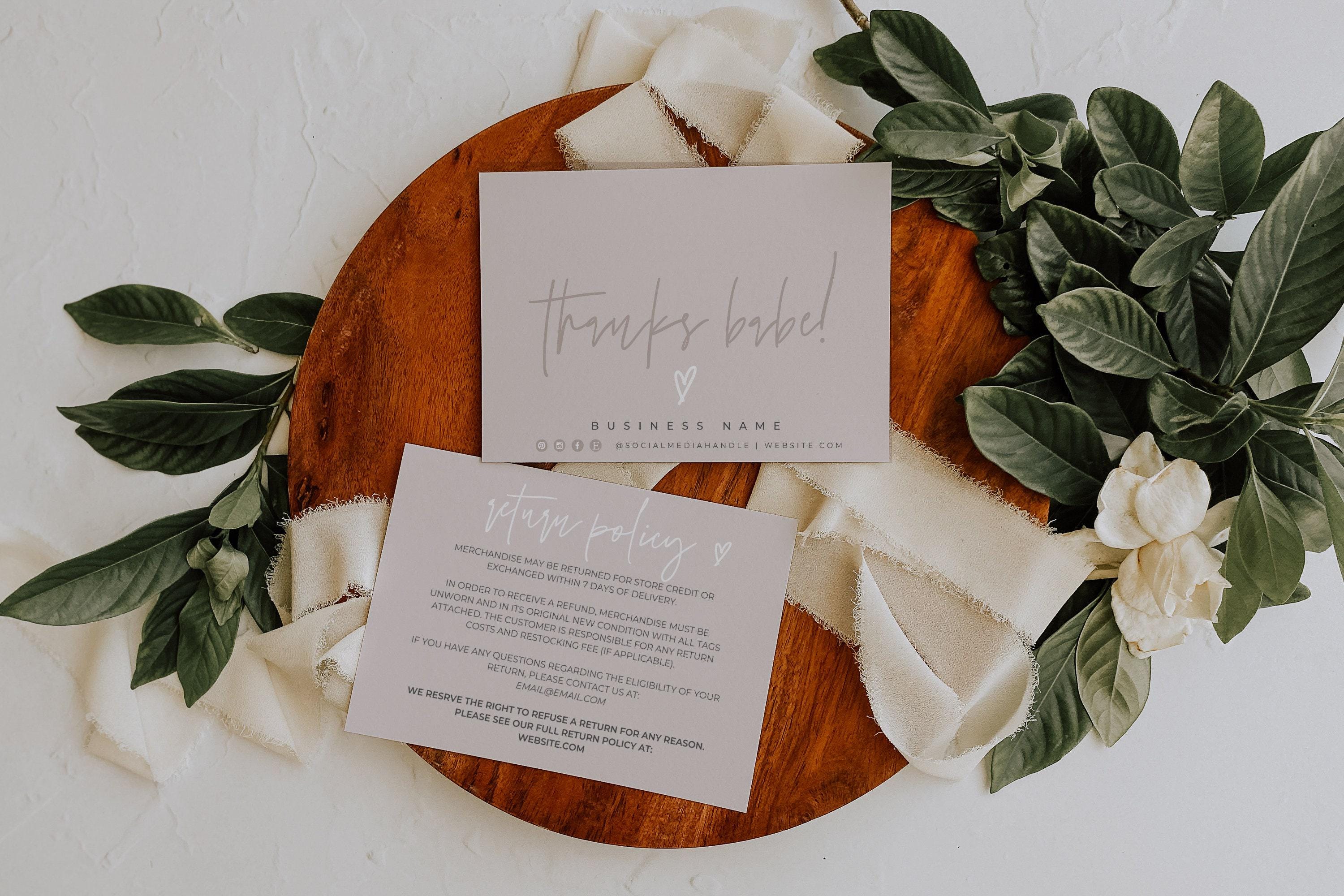 Return Thanks. Message Editable Business Thank You Card Canva Template, Clothing Return Policy ...