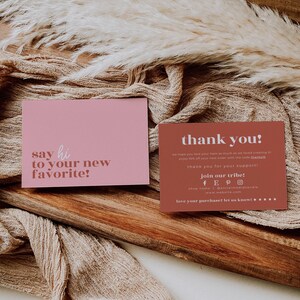 EDITABLE Business Thank You Card Template, Printable Thanks For Your Purchase Card, Small Business Package Insert Card Pink Red Cute - Elina
