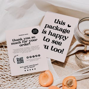 Retro Business Thank You Card Canva Template, QR Code Editable Customer Packaging Insert Cute Order Postcard - Jace