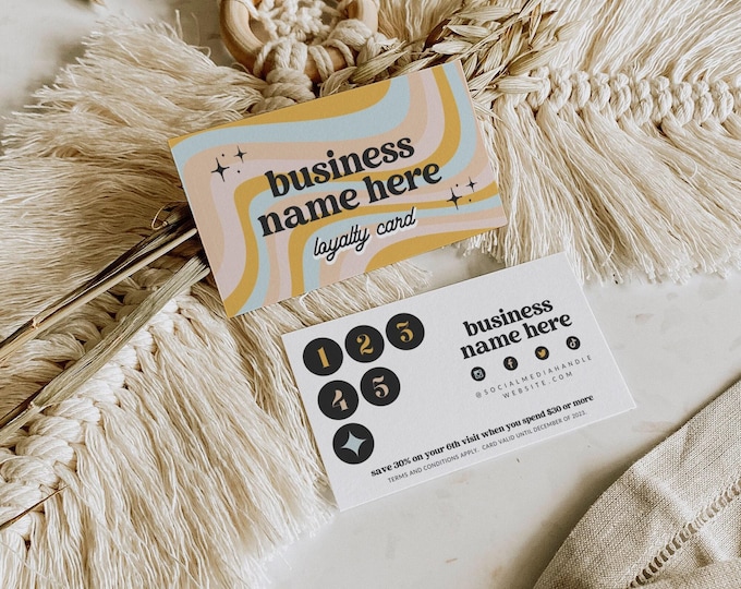 Retro Loyalty Card Canva Template, Editable Customer Punch Card ...
