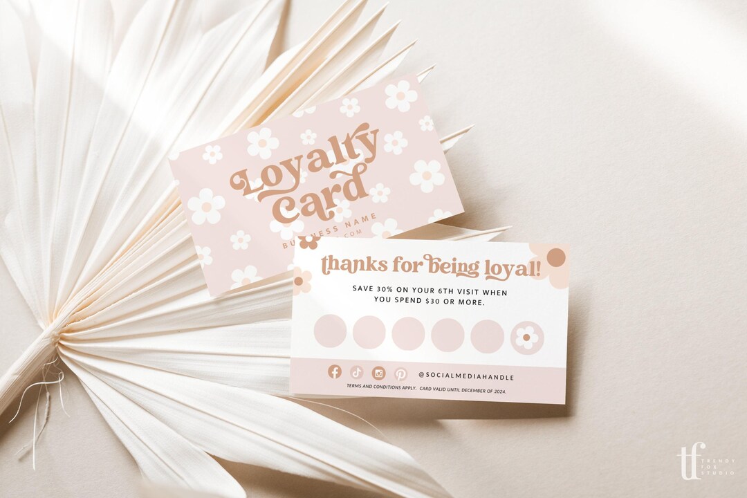 Retro Loyalty Card Template Canva, Editable Customer Punch Card ...