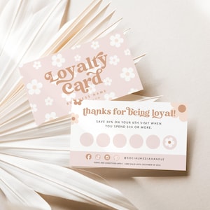 Retro Loyalty Card Template Canva, Editable Customer Punch Card, Rewards Card Design DIY Printable Discount Card, Customer Stamp Card - Dani