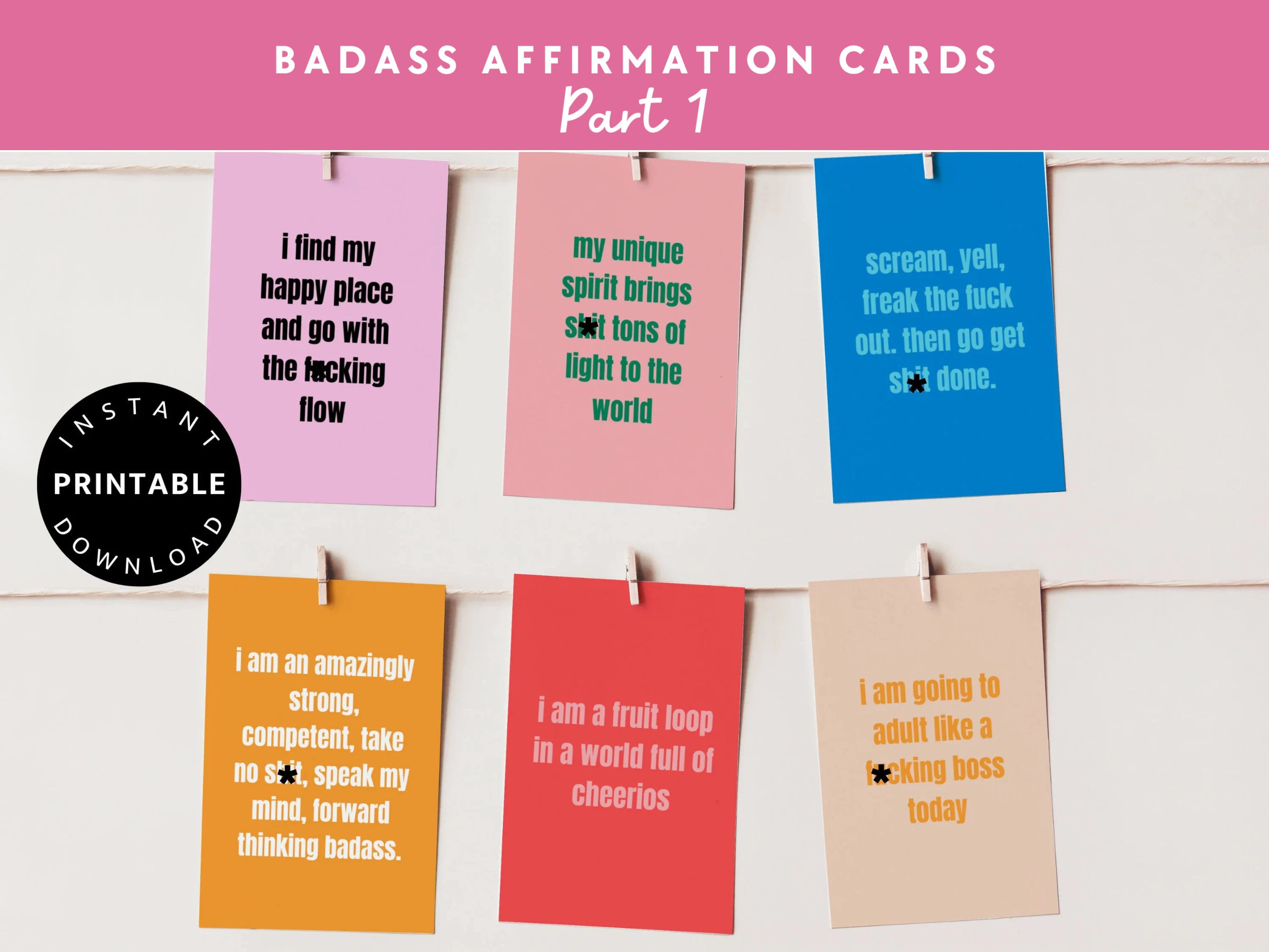 Printable Badass Affirmation Cards Sweary Affirmation Deck -  Portugal