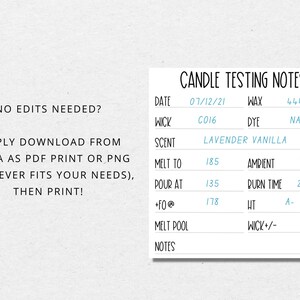 DIY Candle Testing Label Template, Editable Candle Notes Sticker, Candle Maker Label Template, Printable Candle Test Sticker, Canva Template image 5