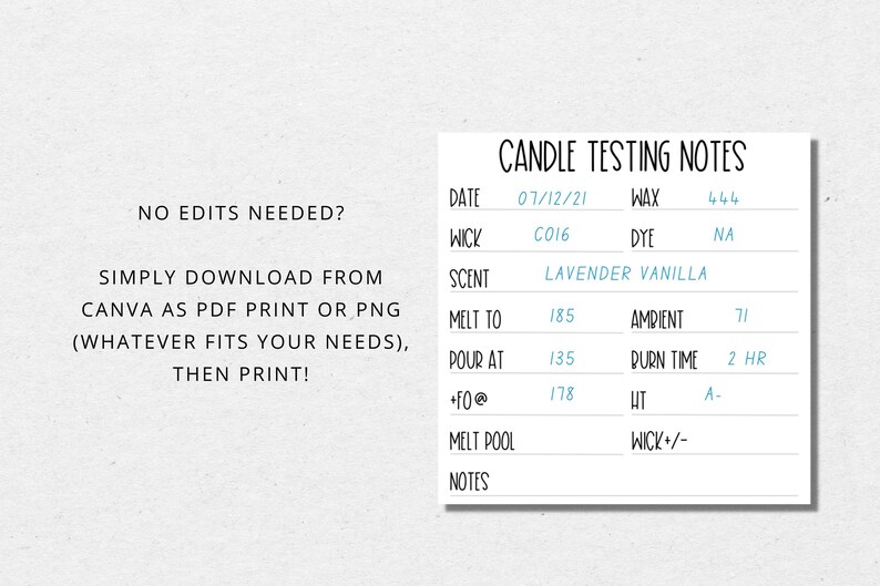 DIY Candle Testing Label Template, Editable Candle Notes Sticker, Candle Maker Label Template, Printable Candle Test Sticker, Canva Template image 5
