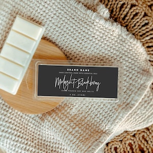 Minimal Thin Wax Melt Label Template Canva, Editable Snap-Bar Clamshell Label, DIY Customizable Wax Tart Label Template, Printable - Dusk