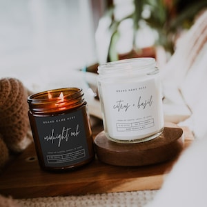 Modern Candle Label Template, Editable Candle Label Design, Customizable Candle Jar Label Template, Canva Template DIY Candle Sticker- Dune