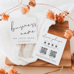 Elegant Square Business Card Canva Template, DIY Printable with QR Codes, Small Business Card Business Branding Minimal Business Card - Andi