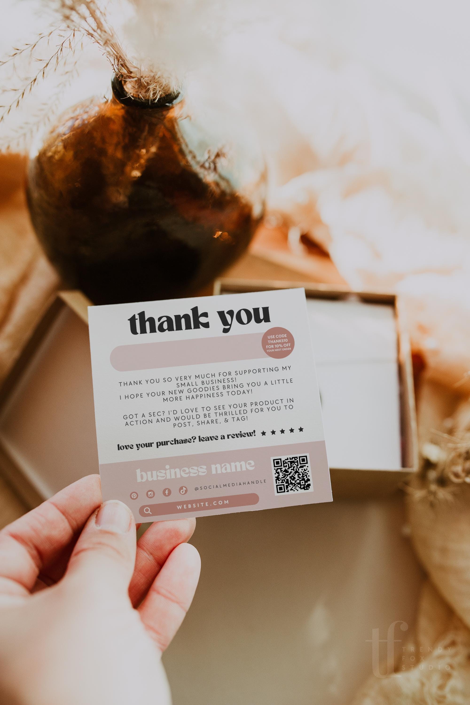 Retro Business Thank You Card Canva Template, Editable Checkered Retro ...