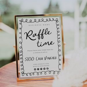 Whimsical Raffle Sign Canva Template, Cute Fun Enter to Win Poster, Pop ...