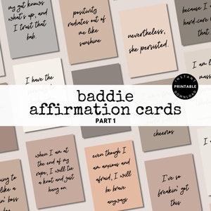 Printable Baddie Affirmation Cards, Motivational Affirmation Deck Printable Encouragement Cards Self Care Printable Daily Affirmation Part 1