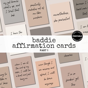 Printable Baddie Affirmation Cards, Motivational Affirmation Deck Printable Encouragement Cards Self Care Printable Daily Affirmation Part 1