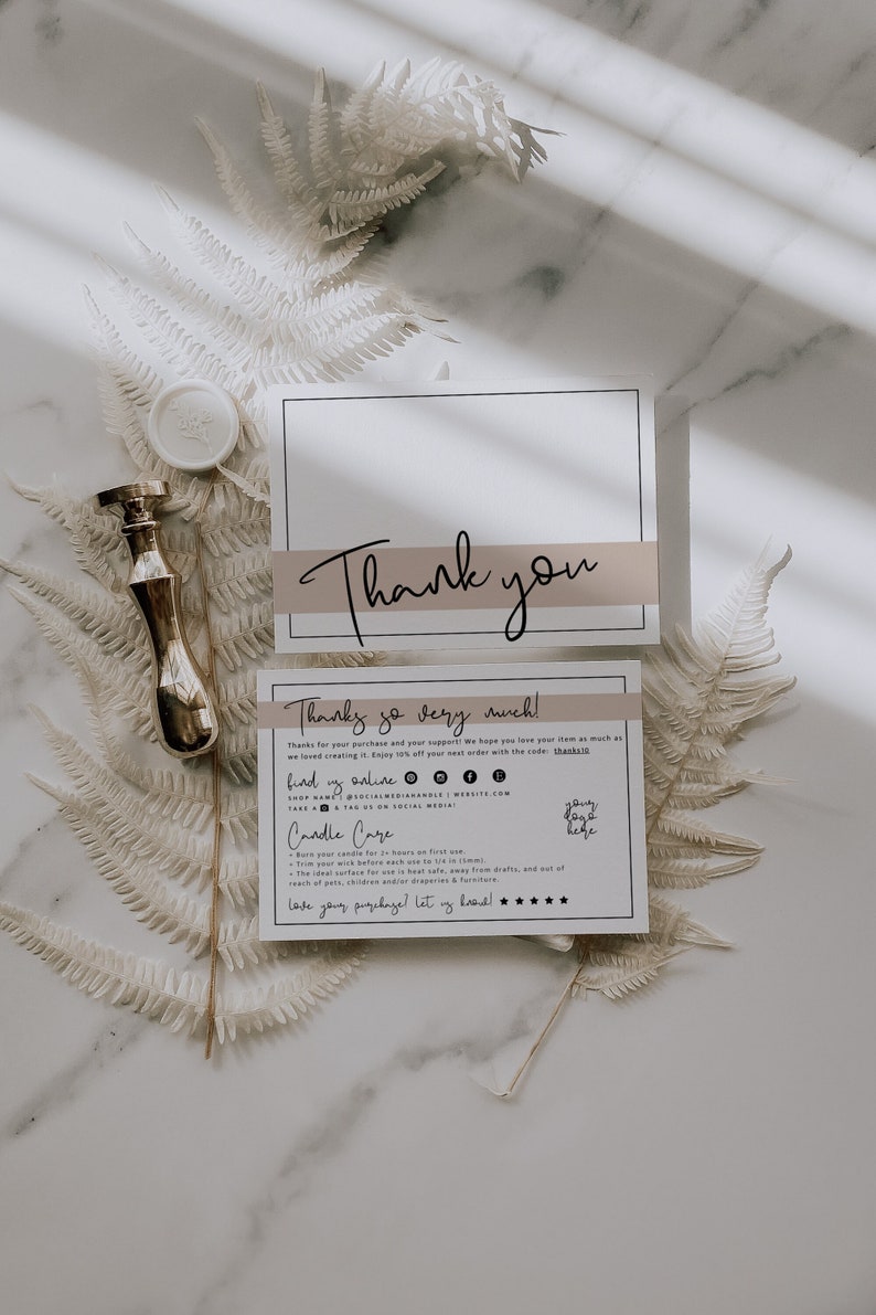 EDITABLE Candle Care Card Template Business Thank You Card Etsy