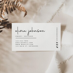 Minimal Business Card Template, Instant Download, Printable Business Card, Editable Business Branding, 3.5x2" Card, Canva Template - Blair image 3