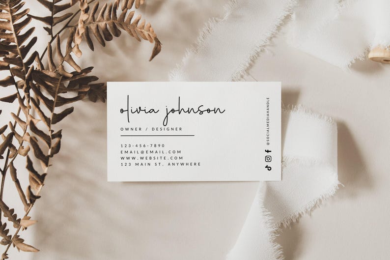 Minimal Business Card Template, Instant Download, Printable Business Card, Editable Business Branding, 3.5x2" Card, Canva Template - Blair image 3