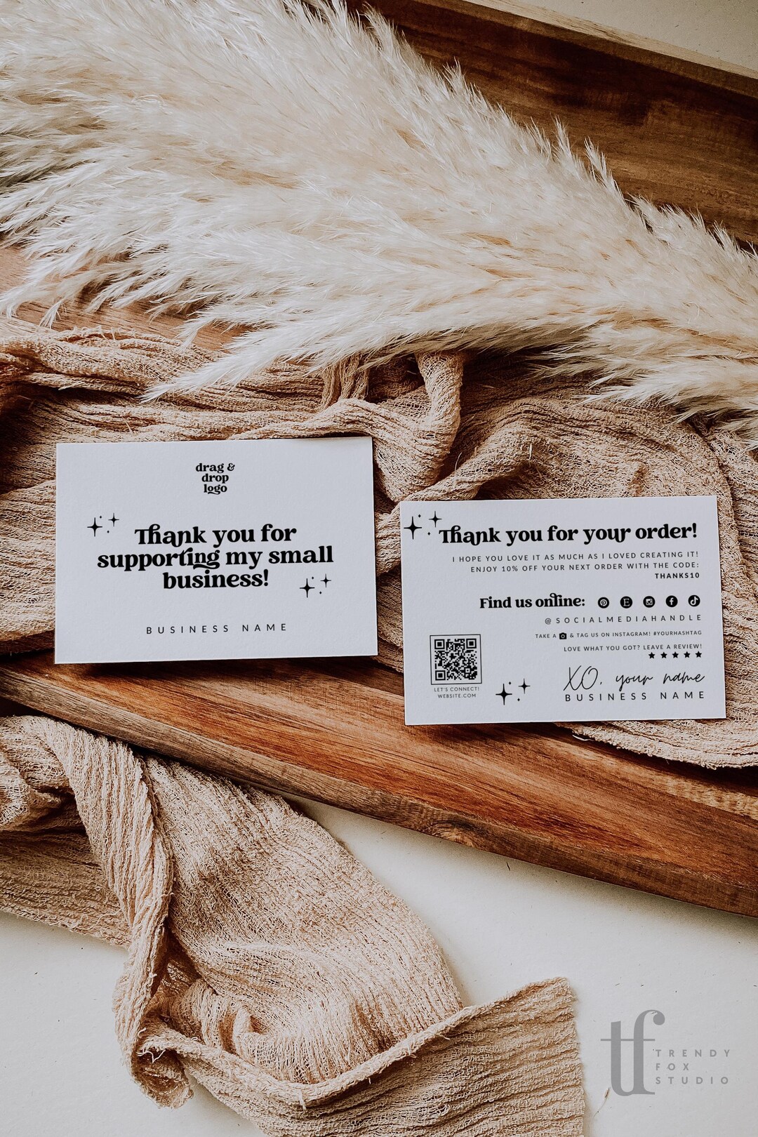 Retro Business Thank You Card Template, Editable Modern Retro QR Code ...