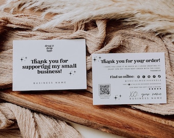 Retro Business Thank You Card Template, Editable Modern Retro QR Code Thank You, Business Packaging Card, Printable Canva Thank You, Dani