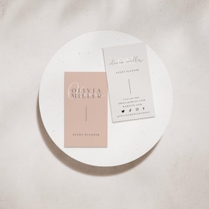 Elegant Vertical Business Card Canva Template, DIY Printable Business Card, Small Business Card Business Branding Minimal Business - Andi