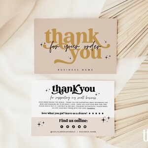 Retro Business Thank You Card Template, Editable Modern Retro Customer Thank You, Business Packaging Card, Printable Canva Thank You, Dani