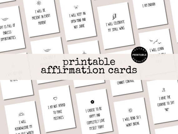 Printable Affirmation Cards, Affirmation Deck, Motivational Cards, Self Care Printable, Encouragement Cards, Positive Daily Affirmation
