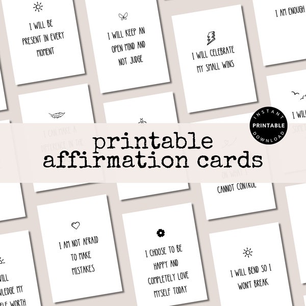 Printable Affirmation Cards, Affirmation Deck, Motivational Cards, Self Care Printable, Encouragement Cards, Positive Daily Affirmation