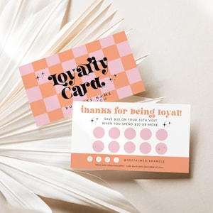 Retro Loyalty Card Template Canva, Editable Customer Punch Card, Rewards Card Design, DIY Printable Discount Card, Customer Stamp Card - Ace