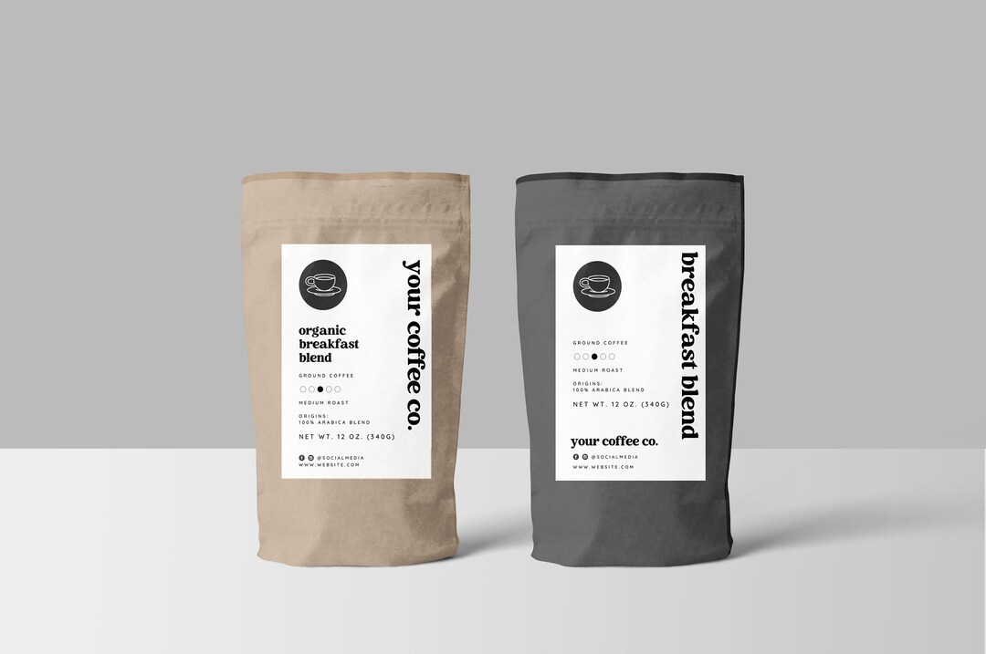 Editable Pouch Label Template, Coffee Tea Pouch Labels, Beauty