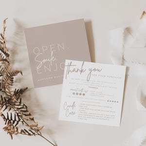 Candle Care & Reed Diffuser Card Templates, Editable Business Thank You Card, Printable Thanks For Your Purchase, Package Insert Card - Mae
