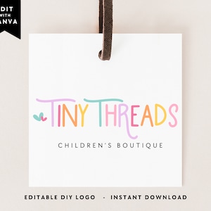 Children's Boutique Logo Canva Template, DIY Clothing Boutique Logo, Editable Logo, Cute Rainbow Logo, Baby Logo, Business Branding - Amara