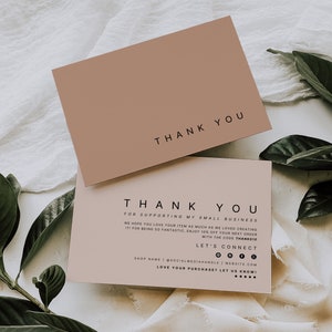 Editable Luxury Thank You Card Template, Minimal Business Thank You Card Template, Neutral Printable Package Insert Card, Mix & Match-Bailey