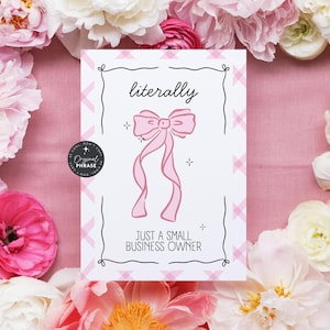 Coquette Bow Business Thank You Card Canva Template, Cute Printable Thanks For Purchase, Trendy Just a Small Business Insert Postcard