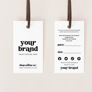 Editable Hanging Tags Template, Printable Fashion Label Template, Editable Price Tag Label, Boutique Swing Tags, Clothing Tag Canva - Dani