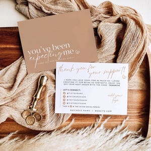 Boho Business Thank You Card Canva Template, Editable Thanks For Your Purchase Printable Package Insert - Clove