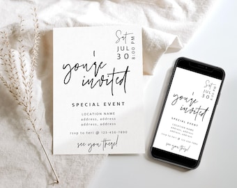 Business Invitation Template, Special Event Invitation, Digital You're ...
