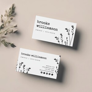 Editable Rustic Business Card Canva Template, Instant Download, Printable Business Card Botanical Floral Line Art - Landry