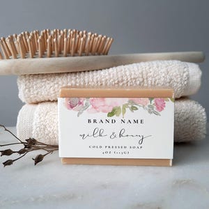 Scarica etichetta di sapone stampabile, involucro di sapone, modello di etichetta personalizzata per saponetta, modello di etichetta di prodotto per il corpo, involucro di fascia di sapone floreale fai da te - Ares