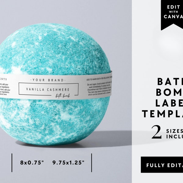 Modern Bath Bomb Label Template, Printable Bath Bomb Belly Band, Editable Bath Bomb Wrapper, DIY Bath Fizz Wrap Label Template Canva - April