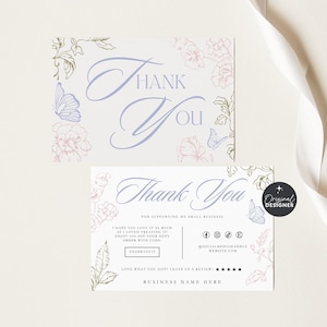 Rococo Business Thank You Card Canva Template, Baroque Pastel Editable Thank You, Coquette Packaging Insert, Grand Millenial Thank You