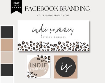 Facebook Cover Template, Facebook Banner, Facebook Icon, Leopard Facebook Business Cover Image, DIY Facebook Template, Canva - Ellie