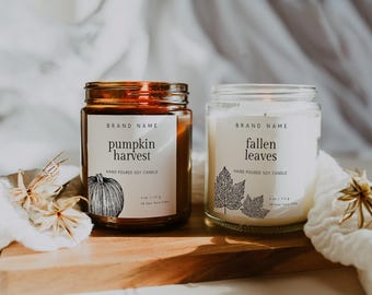 Fall Candle Label Template, Editable Candle Labels, Minimalist Candle Label, Pre designed Modern Candle Label, Instant Download - Jamie
