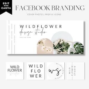 Facebook Cover Template, Facebook Banner, Facebook Icon, Modern Facebook Business Cover Image, DIY Facebook Template, Canva Template - Alina