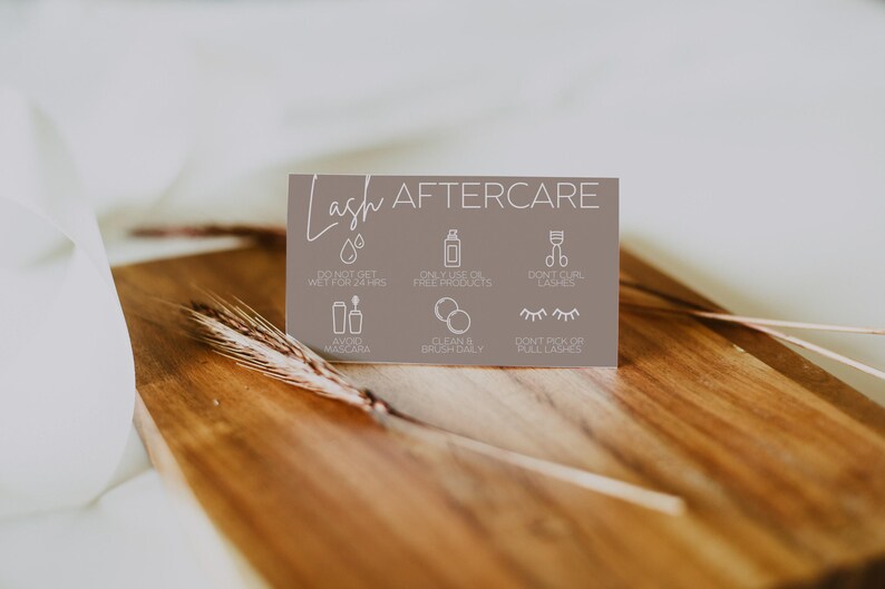 Szablon karty Boho Lash Aftercare, wizytówka Lash, edytowalna karta do przedłużania rzęs, szablon małej karty do pielęgnacji dla firm, karta do pielęgnacji rzęs - Mae zdjęcie 3