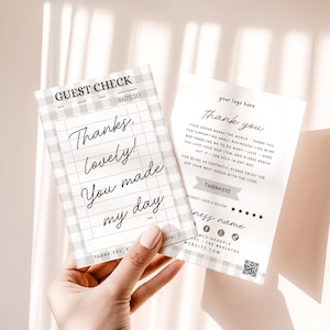 Guest Check Business Thank You Card Canva Template, Trendy Cottagecore Package Insert - Lula