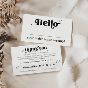 Retro Business Thank You Card Canva Template, DIY Personalized Thank You Package Insert Personalizable Printable Business Card 3.5x2 - Dani