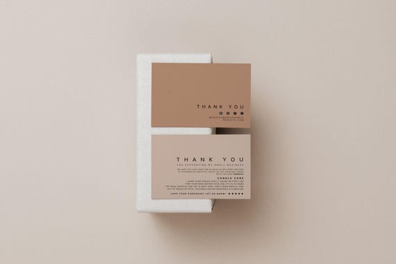 DIY Luxury Candle Care Card, Thank You Card Template, Minimal Care Instructions Template, Candle Business Branding Card, Canva - Bailey