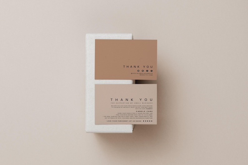 DIY Luxury Candle Care Card, Thank You Card Template, Minimal Care Instructions Template, Candle Business Branding Card, Canva - Bailey image 1