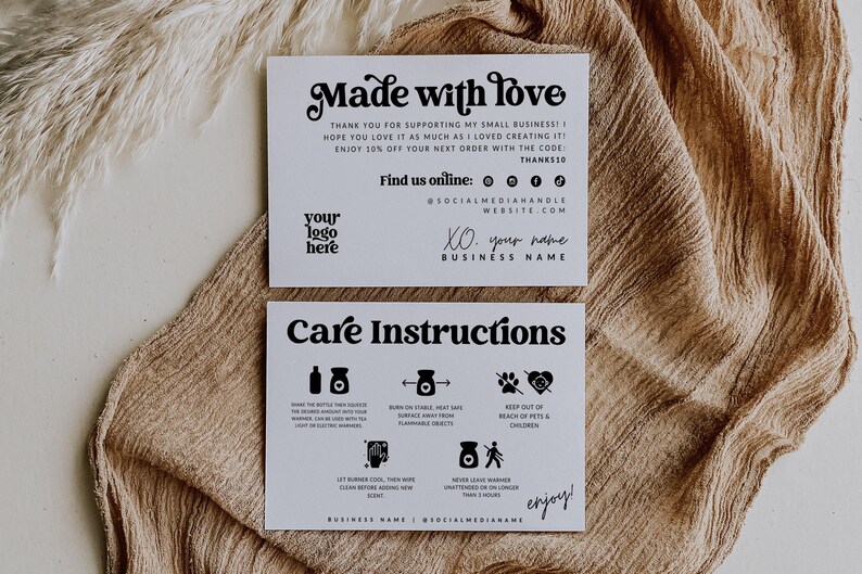 Retro Squeezable Wax Melt Care Card Canva Template, Editable Squeezy Wax Instructions - Dani image 3