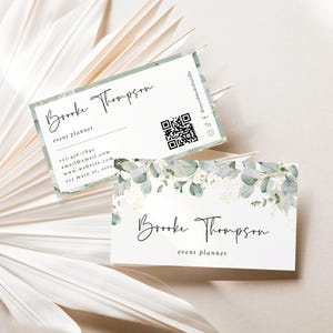 Greenery Business Card Canva Template, Instant Download, Botanical Leaves & Gold, Printable Feminine Calling Card, Elegant Chic 3.5x2 - Brie