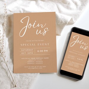 Modern Business Invitation Template, Special Event Invitation, Join Us Invite Electronic Invite Template, Text Invitation Canva - Clove