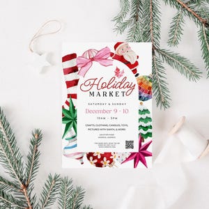 EDITABLE Christmas Event Flyer Canva Template, Holiday Weekend Market Flyer, Pop Up Flyer QR Code, Christmas Boutique Flyer, Maker Market